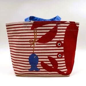 Mudpie 100% Jute Beach Tote Bag - Crab Fishing Printed - Sophisticated Playful